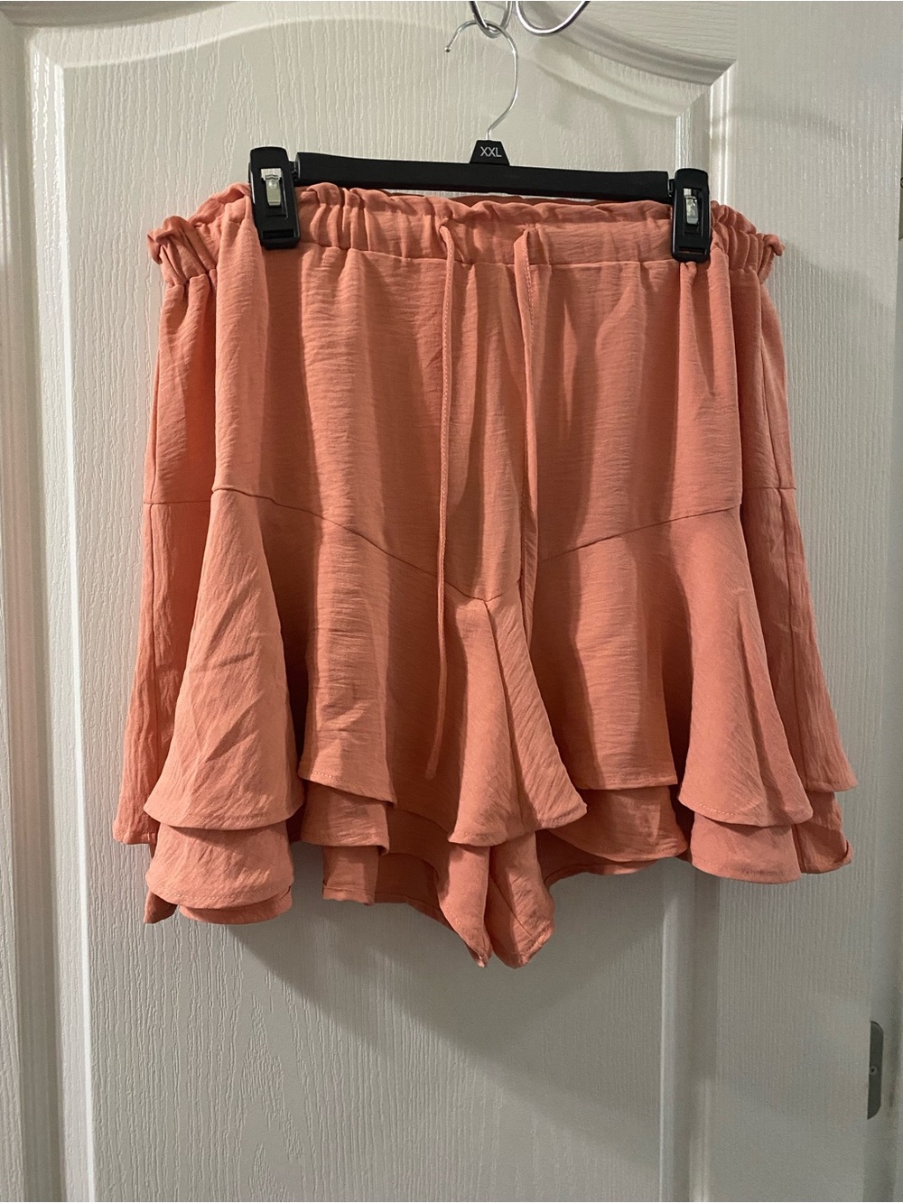 High-Waist Coral Ruffle Women’s Shorts